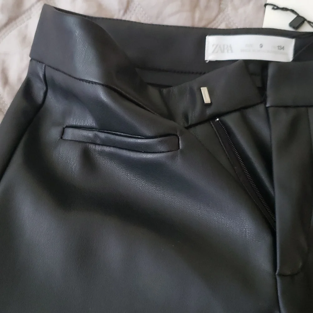 ZARA FAUX LEATHER PANTS BLACK